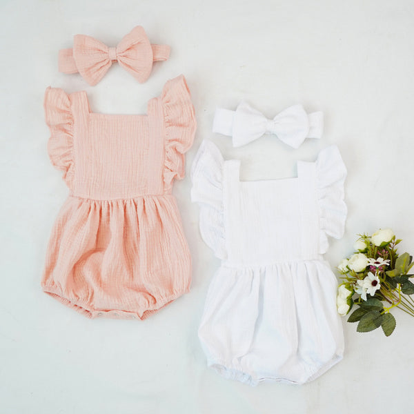 Adorable Ruffled Cotton Baby Romper - Soft & Breathable